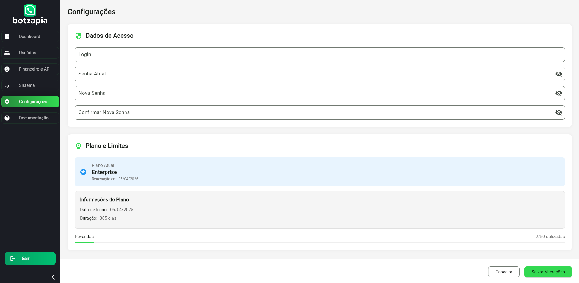Configurações Avançadas