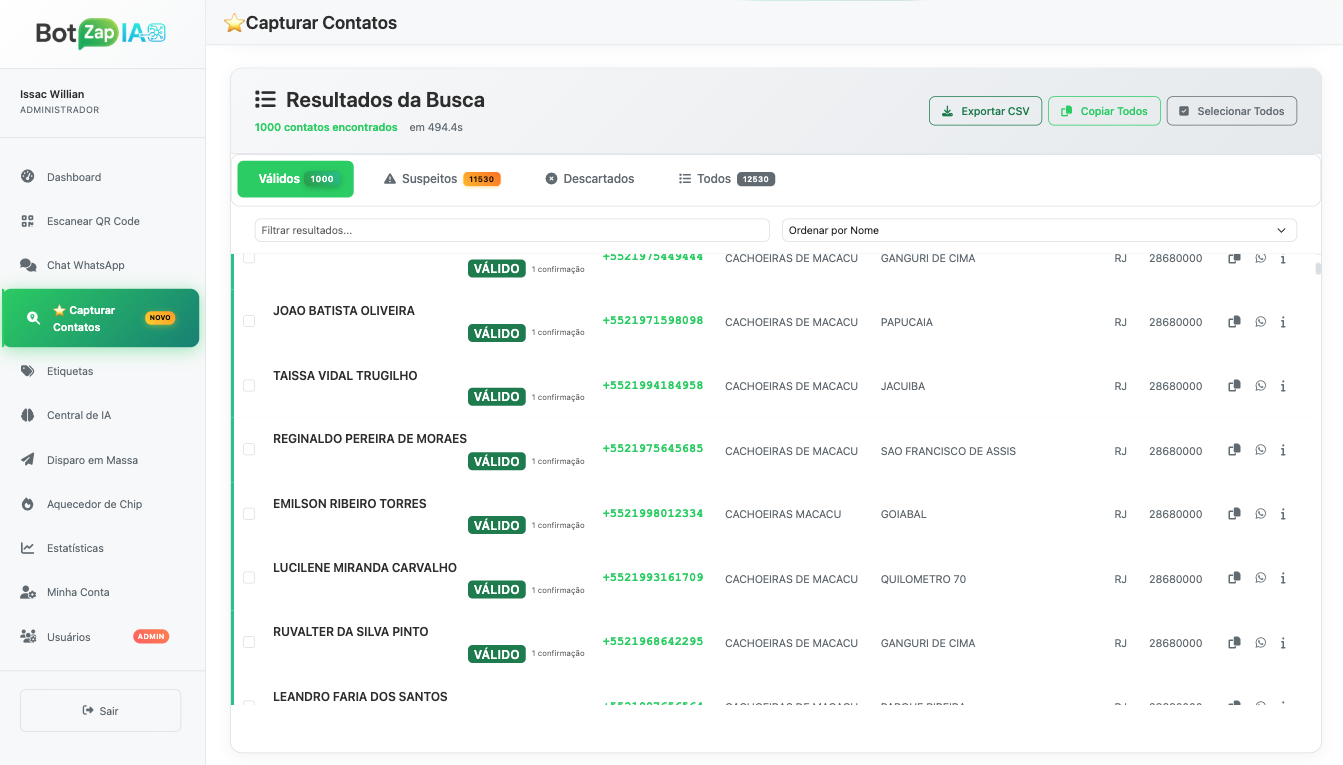 Sistema de Captura de Contatos